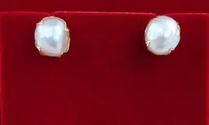 Natural Pearls Earrings 3+ ct Each 8mm Basra Pearls