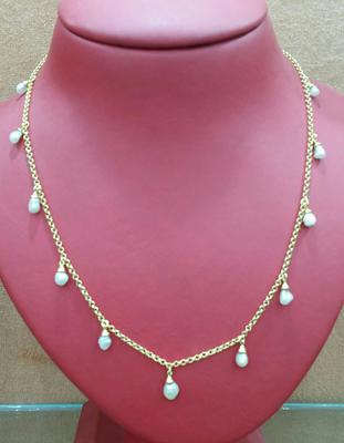 pearl necklace dangle basra inch natural