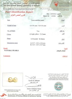 Natural Pearl Certificate