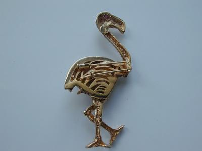 18kt Rose Gold Flamingo Conch Pearl Pin