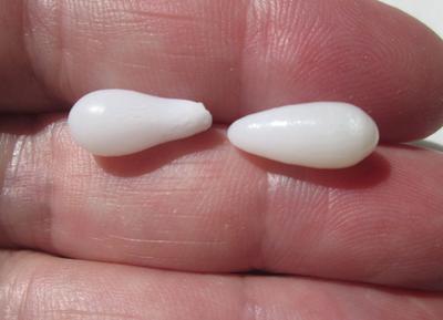 2 Drop Shaped Clam Pearls 7 carats Total
