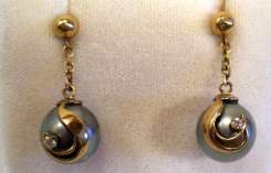 Earrings Black Tahitian Pearl