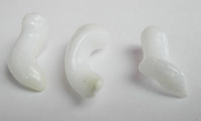 3 Curly Drop Shaped Clam Pearls 9+ carats Total 17+mm