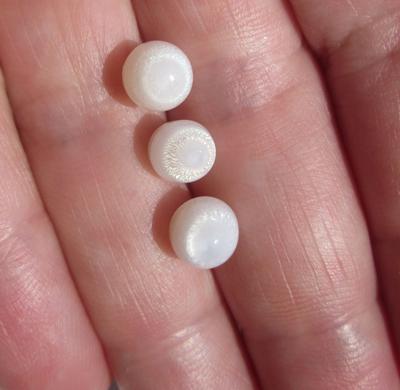 3 Flame Filled Clam Pearls 8 carats Total 9mm 