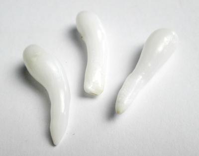 3 Long Clam Pearl Drops 18+ carats Total 24+ mm