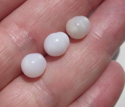 3 Off Round Clam Pearls with Flame 8 Carats Total