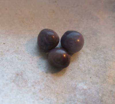 3 Purple Colored Blue Mussel Pearls 1.10 carat total