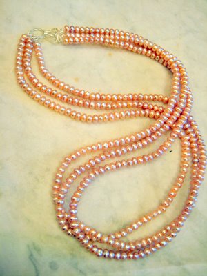 3 Strand Lavender Seed Pearl Necklace
