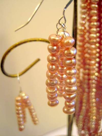 3 Strand lavender dangle earrings 3 strand lavender drop earrings
