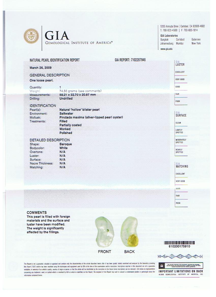 GIA certificate for Star of Hope GIA certificate for Star of Hope