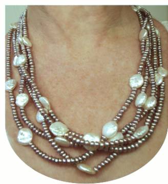 Beautiful Lavender Pearl Silver Necklace FREE SHIPPING
