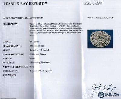 Antique Edwardian Natural Saltwater Pearl LONG Necklace Certificate