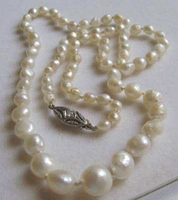 Antique Graduated Natural Mississippi Freshwater Pearl Necklace