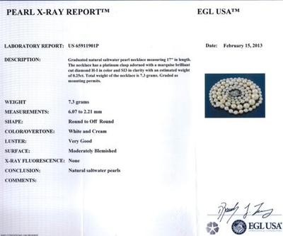 Antique Natural Pearl Necklace Certificate EGL