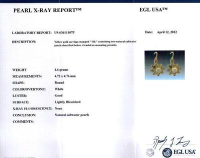 Antique Natural Saltwater Pearl Certificate