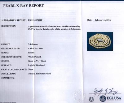 Antique Natural Saltwater Pearl Necklace, Platinum 10-Diamond Claspi