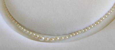 Antique Natural Saltwater White Pearl Necklace, 18K Diamond Clasp