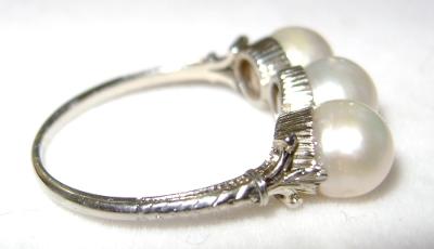 Antique Triple Natural Saltwater Pearl Ring