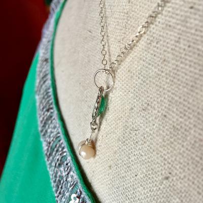 Pacific Ocean Canadian Natural Pearl with Emerald Necklace for Sale 