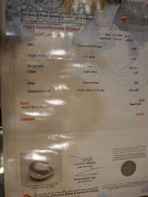 6.21carat Bahrain Certified Natural Pearl
