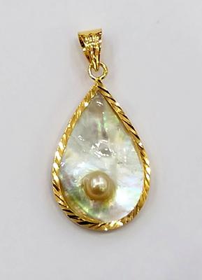 Natural Half Grown Pearl Attached to a Shell