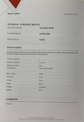 Basra Natural Pearl 1.26 Carat