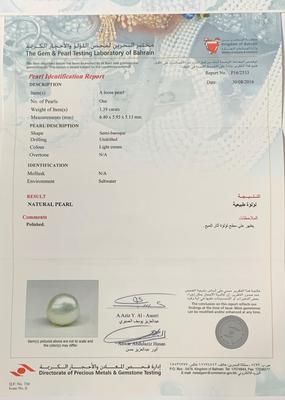Basra Natural Pearl 1.39 Carat