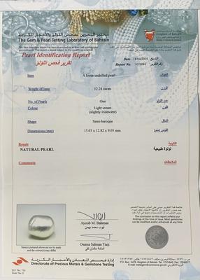 Basra Natural Pearl 12.24 Carat 15mm High Luster