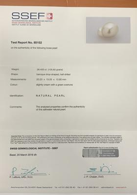 Basra Natural Pearl 26.40 Carat Baroque Drop Shape