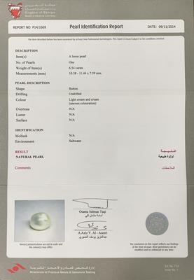 Basra Natural Pearl 6.54 Carat Button High Luster