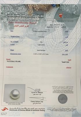 Basra Natural Pearl 7.48 Carat High Luster Semi Baroque