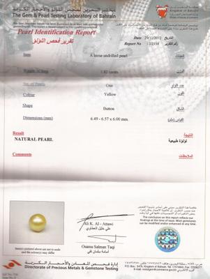 Natural Pearl & 1.82 Carats - certificate