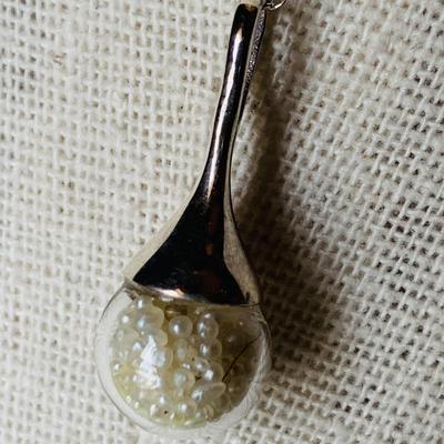 Basra Natural Pearls in Globe on Chain 2 carat total