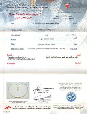 Salt Water Natural Pearl Necklace at 33.35 carats Certificate