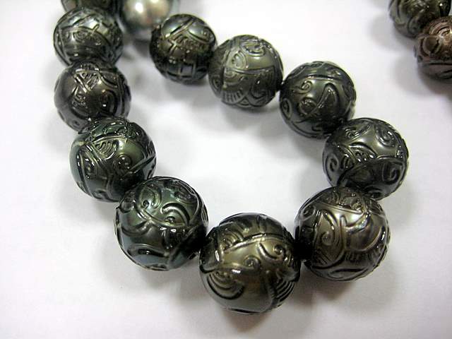 Black Carved Pearls