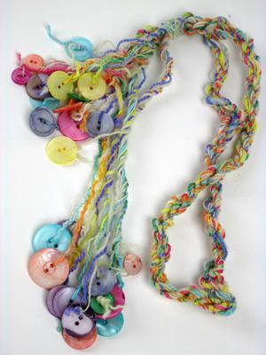 Colorful Muscatine Button Necklace on Wool