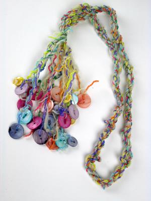Colorful Muscatine Pearl Button Necklace on Wool