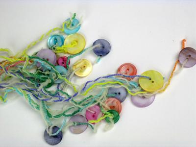 Colorful Muscatine Pearl Button Necklace on Wool