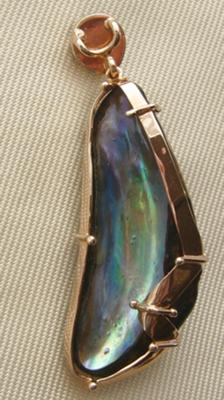 Double abalone pearl pendant back view