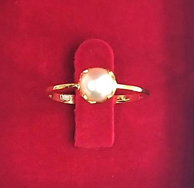 Natural Pearl Ring 21K Gold 1+carat