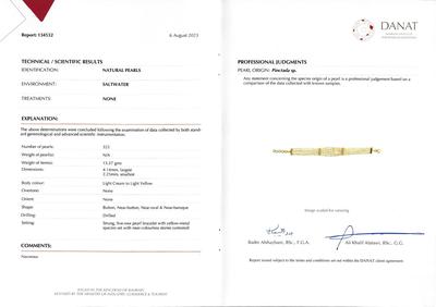 Cert - Five Strand Natural Pearls & Diamond Bracelet