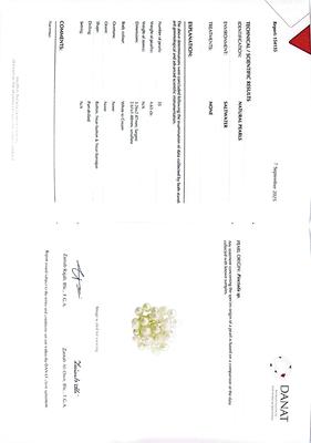 Flower Design Natural Pearl & Diamond Pendant Set Certificate