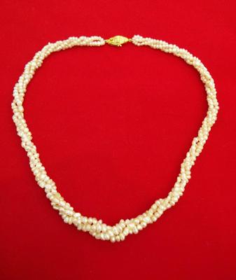 Graduated Twisted Strand Natural Basra Pearl Necklace