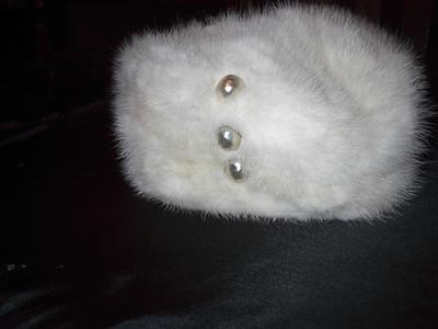 Grandma's  Fur Hat with Pearls