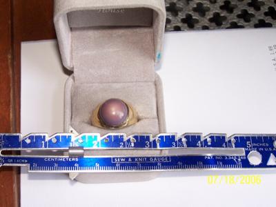 Half Inch Purple Quahog Pearl in Ring