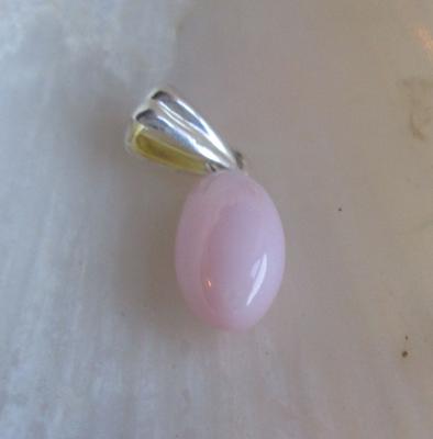 Light Pink Oval Conch Pearl Pendant on Sterling Silver