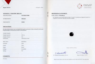 Certificate: Little Flower Natural Dark Brown Pearl Pendant on 18k Gold