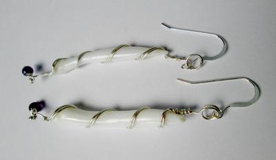 Long Drop Earrings Clam pearls 46mm