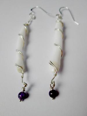 Long Drop Earrings Clam pearls 46mm