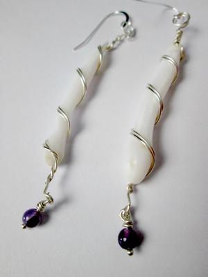 Long Drop Earrings Clam pearls 46mm